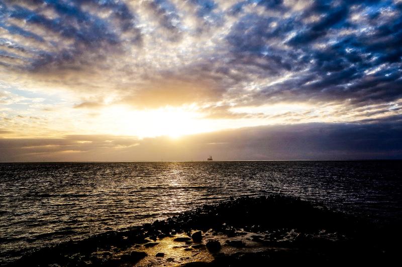 Sonnenuntergang  am Trischendamm